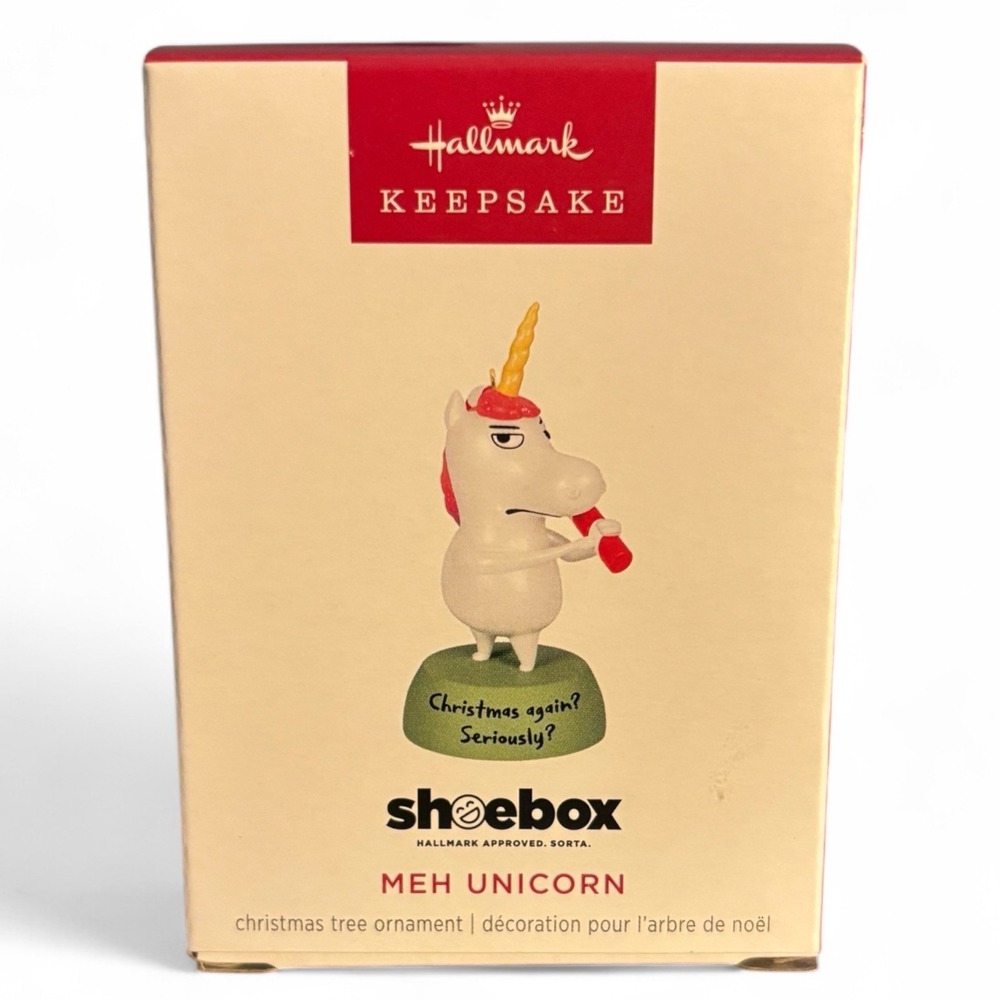 Hallmark Keepsake Shoebox "Meh Unicorn" Christmas Ornament – Funny Holiday Humor